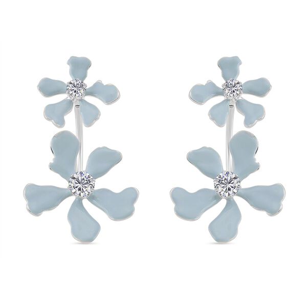 2er Set - Weißer Kristall Ohrringe, emailliert image number 3