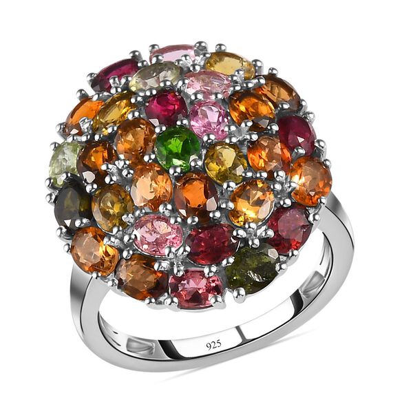 Nat&uuml;rlicher, mehrfarbiger Turmalin-Ring, 925 Silber platiniert (Gr&ouml;&szlig;e 17.00) ca. 5.58 ct image number 4