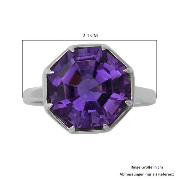 Lusaka Amethyst Solitär Ring 925 Silber Platin-Überzug image number 5