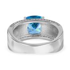 LUSTRO STELLA - Blauer Zirkonia, Weißer Zirkonia Ring, 925 Silber rhodiniert, (Größe 18.00), ca. 6.49 ct image number 4