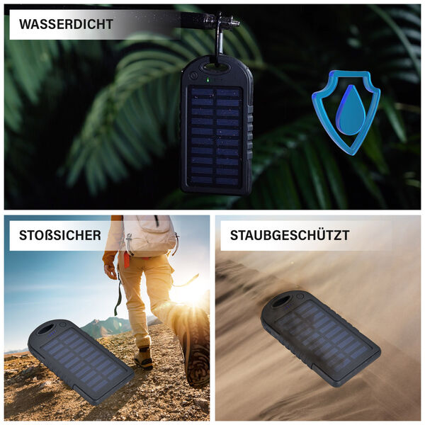 Solarbetriebene Powerbank mit USB Anschluss, Schwarz image number 4