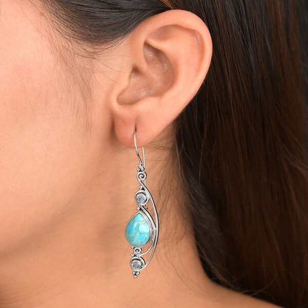 Sajen Silber - Türkis, Paraiba Quarz Ohrringe 925 Silber rhodiniert ca. 11.95 ct image number 4