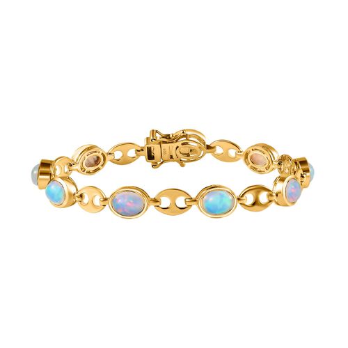 AA Natürlicher, äthiopischer Welo Opal Armband ca. 19 cm 925 Silber Gelbgold Vermeil ca. 7.20 ct image number 0