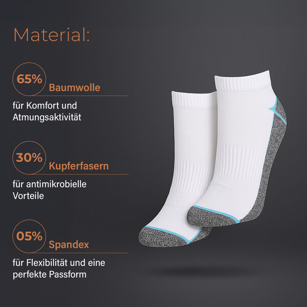 4er-Set Kupferfaser-Kompressions-Socken, 41-45, Wei&szlig;-schwarz image number 3