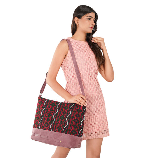 100% Echtleder Umh&auml;ngetasche, lila image number 1