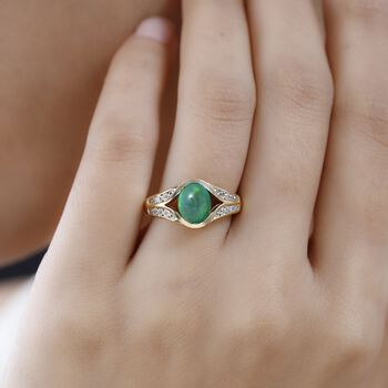 AA gr&uuml;ner &auml;thiopischer Welo Opal und Zirkon-Ring - 1,42 ct.