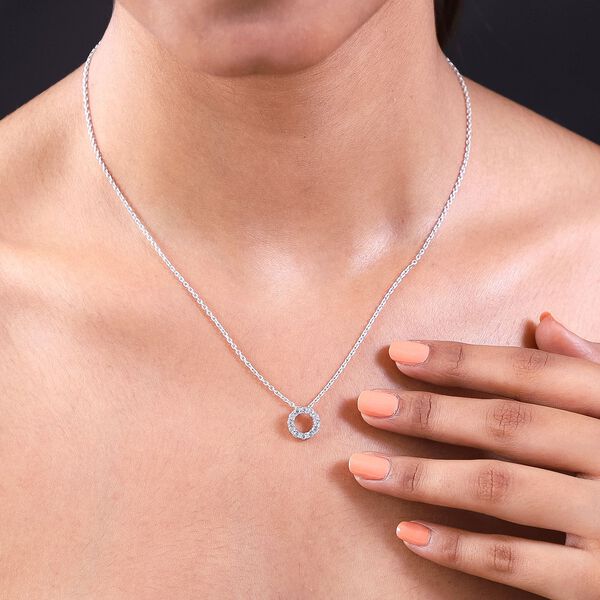 Weißer Diamant-Anhänger, 925 Silber platiniert ca. 0.05 ct image number 2