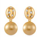 Goldene Muschelkernperle, Moissanit Ohrringe 925 Silber vergoldet