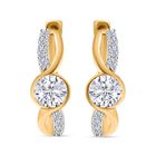 Moissanit Ohrringe 925 Silber Rhodiniert und 750 Gelbgold Vermeil ca. 1,16 ct.