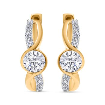 Moissanit Ohrringe 925 Silber Rhodiniert und 750 Gelbgold Vermeil ca. 1,16 ct.