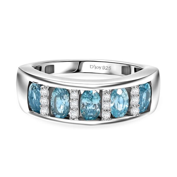 D'Joy AA Blauer Zirkon, Weißer Zirkon Ring 925 Silber rhodiniert (Größe 18.00) ca. 2,06 ct image number 0