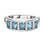 D'Joy AA Blauer Zirkon, Weißer Zirkon Ring 925 Silber rhodiniert (Größe 18.00) ca. 2,06 ct