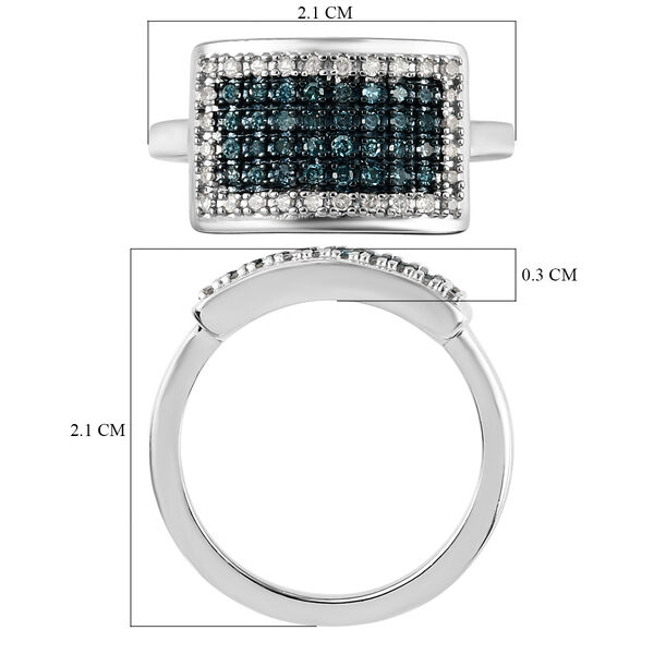 Blauer und Wei&szlig;er Diamant Ring 925 Silber platiniert  ca. 0,33 ct image number 7