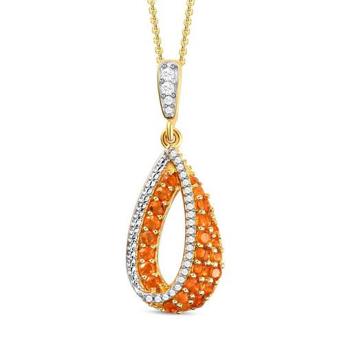 Salamanca Feueropal-Anhänger mit Kette, 925 Silber vergoldet ca. 0.70 ct image number 0