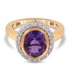 Mashamba Amethyst und Zirkon Ring 925 Silber vergoldet (Größe 16.00)