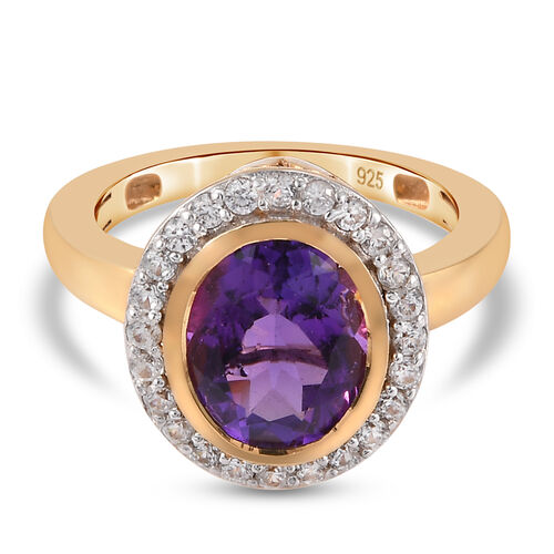 Mashamba Amethyst und Zirkon Ring 925 Silber vergoldet image number 0
