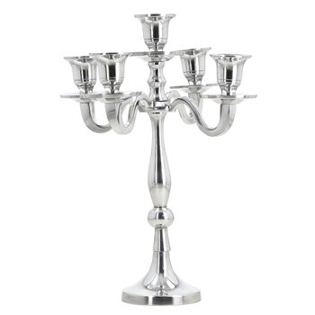 Aluminium Kerzenst&auml;nder - 5-armig, Klappbar, Nickel-Finish, 36x30x30 cm, Silber