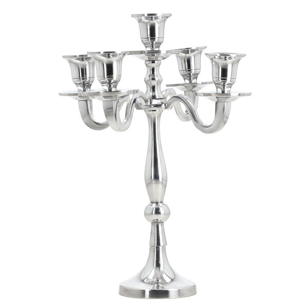 Aluminium Kerzenst&auml;nder &ndash; 5-armig, Klappbar, Nickel-Finish