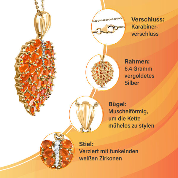 Maple Leaf Salamanca Feueropal und Zirkon Anhänger mit Kette image number 6