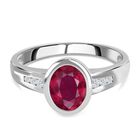 Afrikanischer Rubin, weißer Zirkon Ring, 925 Silber platiniert (Größe 16.00) ca. 1.97 ct