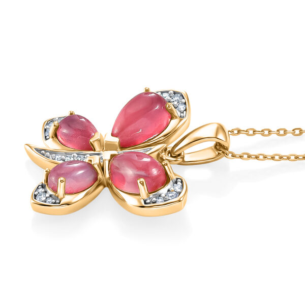D'Joy Flamingo Mondstein Schmuckset ca. 50 cm 925 Silber 750 Gelbgold vermeil ca. 3,07 ct. image number 3