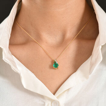 D'Joy Smaragd-Quarz Triplette, Nat&uuml;rlicher Chromdiopsid Schmuckset ca. 50 cm 925 Silber 750 Gelbgold Vermeil ca. 2,46 ct.