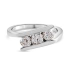 LUSTRO STELLA Hergestellt mit Feinster ZIRKONIA 3 Stein Ring 925 Silber platiniert (Größe 16.00)