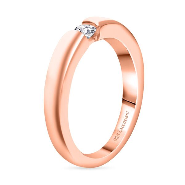 LUXURIANT VS-EF Labor Diamant Ring, 925 Silber 750 Ros&eacute;gold Vermeil - 0,15 ct. image number 2
