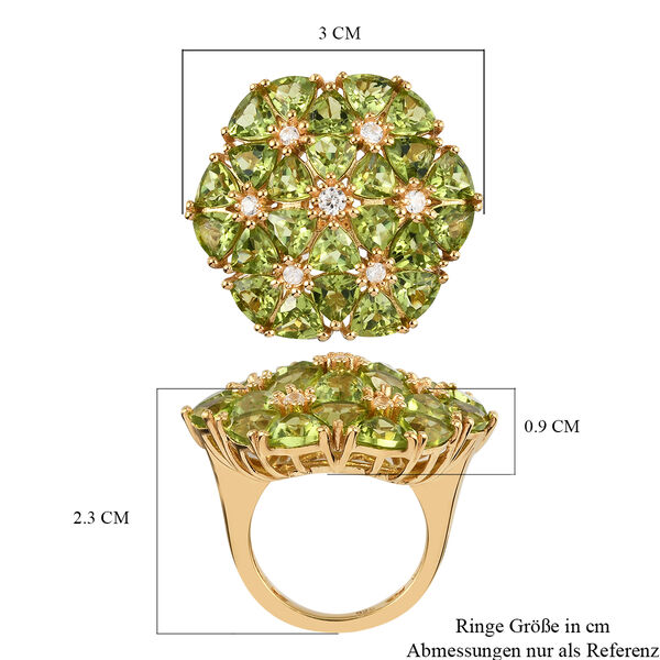 Natürlicher Peridot und weißer Zirkon-Ring, 925 Silber vergoldet  ca. 11,55 ct image number 7
