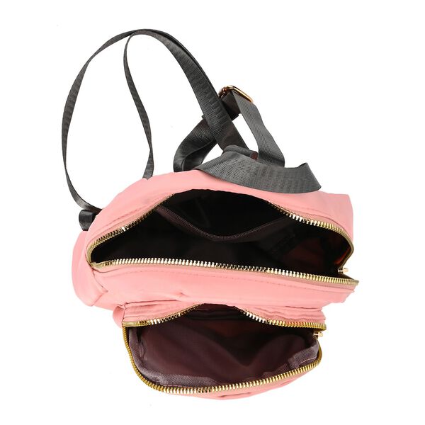 Moderner Kunstleder Rucksack in Steppoptik mit RFID-Schutz, Rosa image number 7