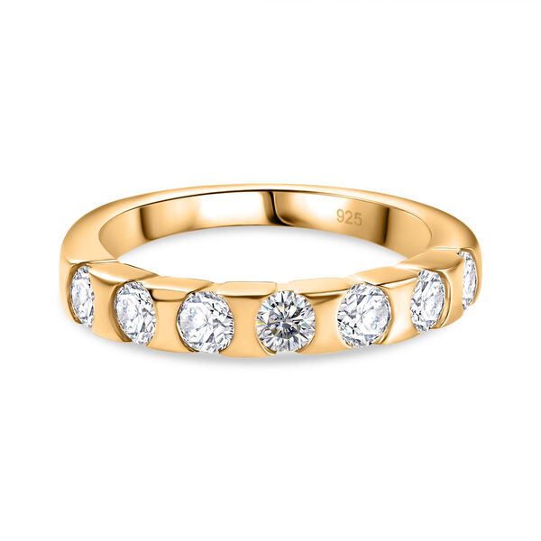 Moissanit Ring, 925 Silber Gelbgold Vermeil, (Gr&ouml;&szlig;e 16.00) ca. 0.74 ct