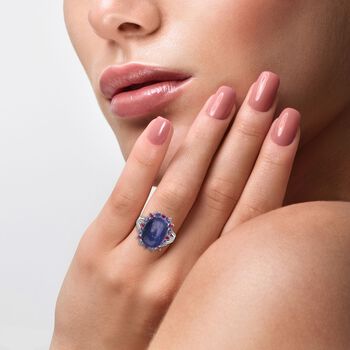 Lapislazuli, fuchsiafarbener und lila Kristall-Ring - 10 ct.