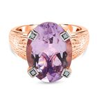 Rose De France Amethyst, weißer Zirkon Ring, 925 Silber rosévergoldet, (Größe 20.00) ca. 8.16 ct