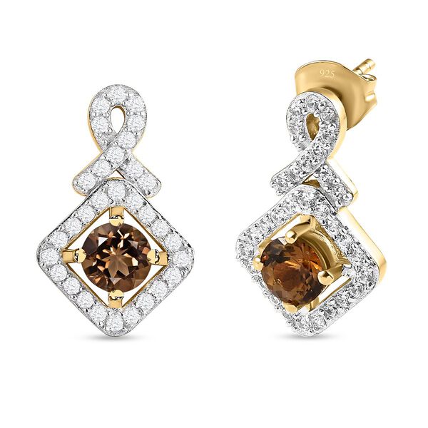 Natürliche, goldene Tansanit und Zirkon-Ohrringe - 1,92 ct. image number 3