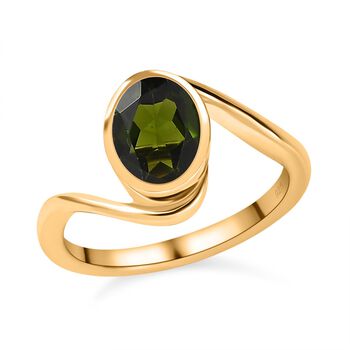 Nat&uuml;rlicher Chromdiopsid Ring, 925 Silber Gelbgold Vermeil, (Gr&ouml;&szlig;e 21.00) ca. 1.28 ct