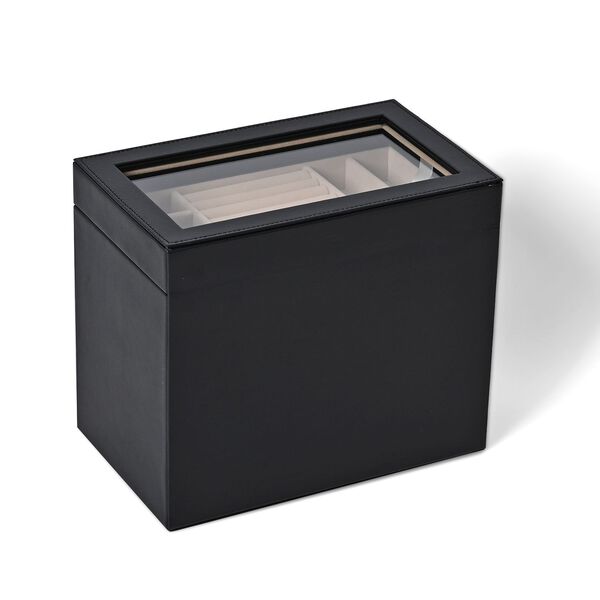 Schmuckbox, 4 Schichten mit Chic-Griff und Glasfenster, schwarz image number 5