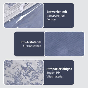 5er-Set Kleiders&auml;cke mit Sichtfenster, f&uuml;r Anz&uuml;ge und Kleider, 60x100 cm, Blau