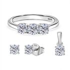 Moissanit Schmuckset 925 Silber rhodiniert (Größe 16) ca. 1,44 ct.