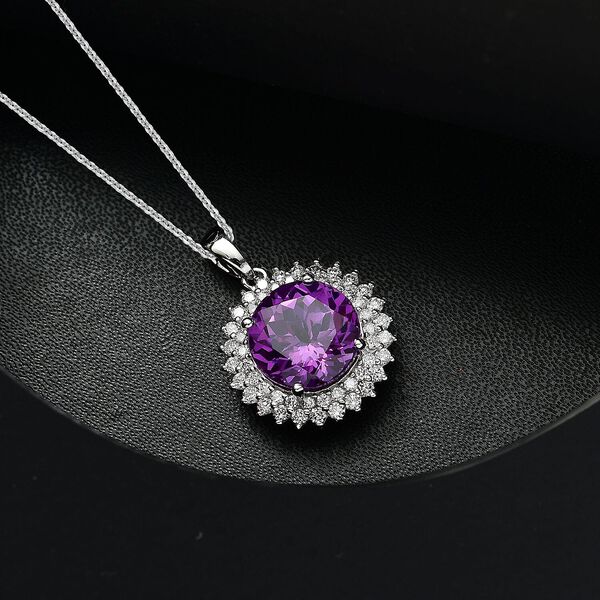 AAA Lab Grown Lila Saphir, Lab Grown Diamant Schmuckset 417 Gold, 417 Gold Weißgold Vergoldet ca. 4,48 ct. image number 1