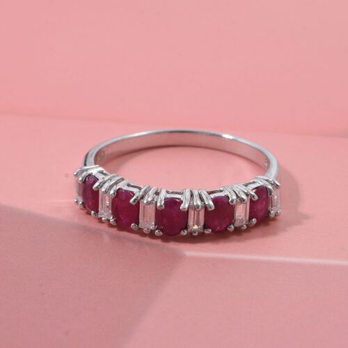 Burma-Rubin , Moissanit Ring 925 Silber rhodiniert (Größe 17.00) ca. 1.46 ct image number 1