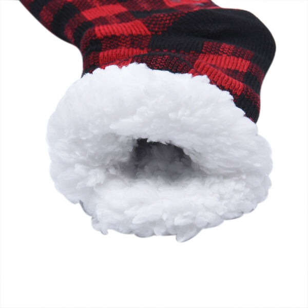 2er-Set - Rutschfeste Haussocken mit Sherpafutter, Wintermuster, Einheitsgr&ouml;&szlig;e, Schwarz-Wei&szlig; und Rot-Schwarz image number 3