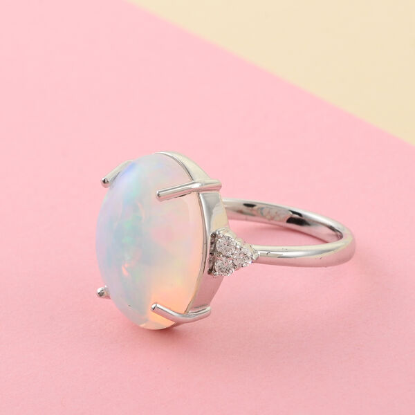 ILIANA AAAA nat&uuml;rlicher, &auml;thiopischer Opal und SI GH Diamant-Ring - 7,10 ct. image number 2