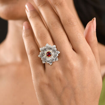 EverTrue roter Granat zweifarbiger Ring - 1 ct.