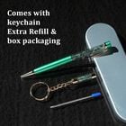 Premium Kollektion: Smaragd Kugelschreiber mit zusätzlicher Mine und Schlüsselanhänger image number 3