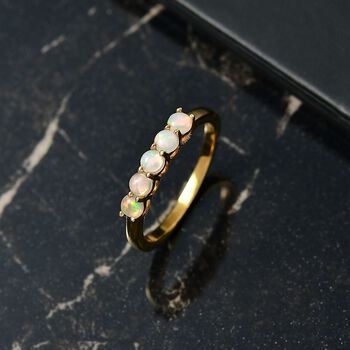 D'Joy AA Nat&uuml;rlicher, &auml;thiopischer Welo Opal Ring 925 Silber 750 Gelb Vergoldet (Gr&ouml;&szlig;e 17.00) ca. 0.38 ct