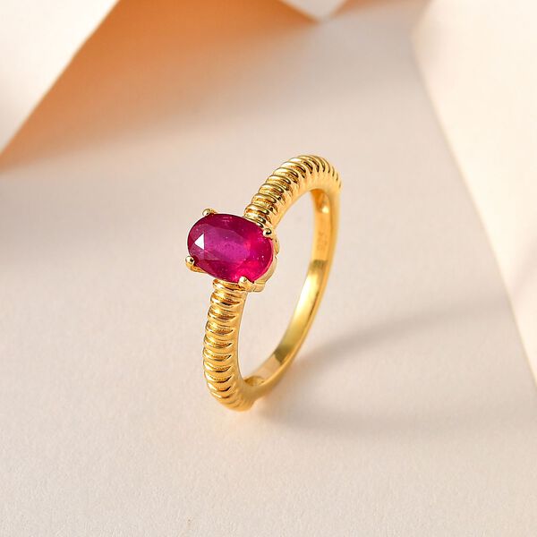 Afrikanischer Rubin (Fissure gefüllt) Ring, 925 Silber Gelbgold Vermeil, (Größe 19.00) ca. 1.09 ct image number 2