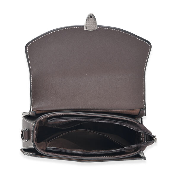 Kompakte Kunstprint Crossbody Tasche mit floralem Design, 23x9x17cm, Schwarz image number 5