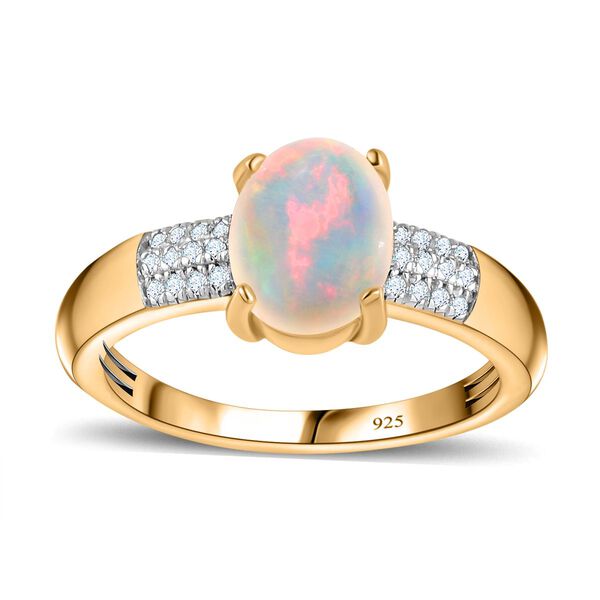 AA nat&uuml;rlicher, &auml;thiopischer Welo Opal und Diamant-Ring - 1,30 ct. image number 5