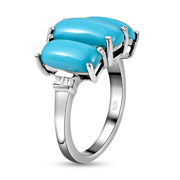 Amerikanischer, Nat&uuml;rlicher Sleeping Beauty T&uuml;rkis und Diamant-Ring, 925 Silber platiniert  ca. 3,68 ct image number 5