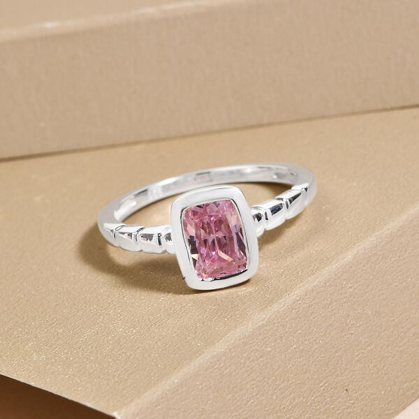 Rosa Zirkonia-Solit&auml;r-Ring in Silber, 2,46 ct. image number 2